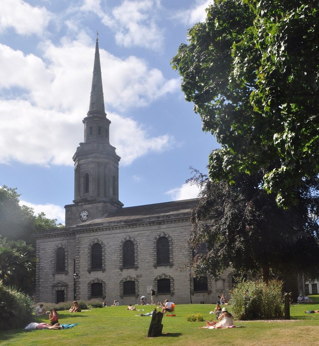St Paul’s Church and the green square in Birmingham’s Jewellery Quarter